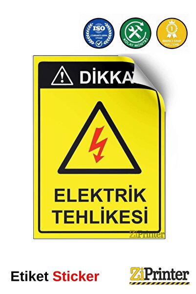 ZiPrinter Attention! Electrical Hazard Warning Sign Sticker 50X70 cm