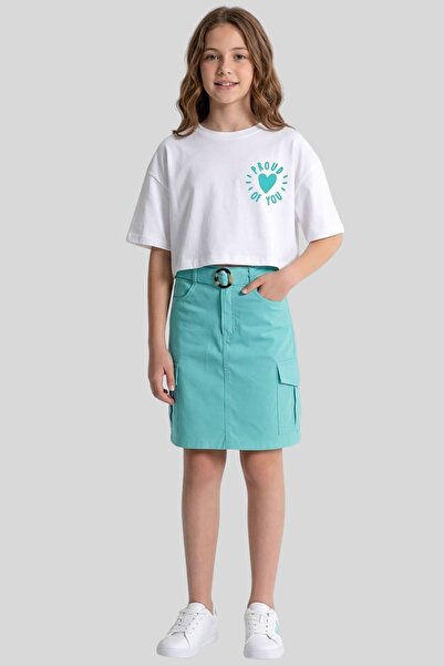 ww waka waka kids store Set tricou crop cu imprimeu „Proud Of You” și fustă c...