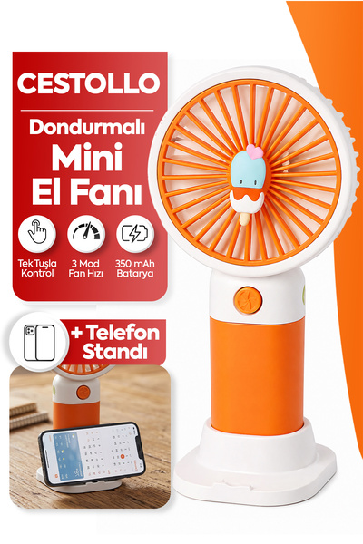 Cestello Dondurma Figürlü Tasarım 3 Kademeli Sessiz Mini El Masa Fan Vantilat...