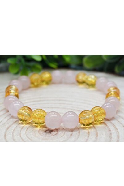 Zodyak Doğal Taş Citrine & Quartz Women's/Men's Modern Bracelet