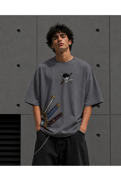 Nulivez One Piece Zoro Oversize Unisex T-Shirt - Anime Printed Katana Pattern...