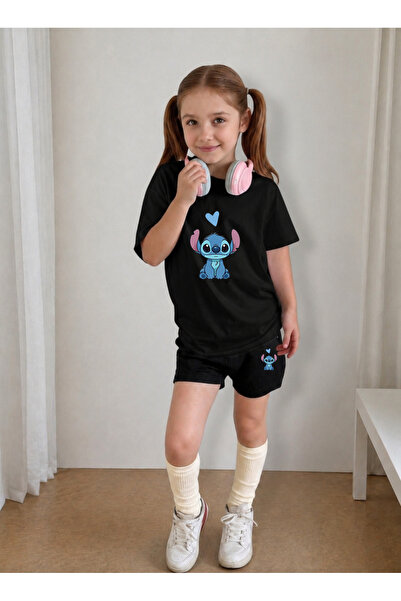LORVEX Girl's T-Shirt and Shorts Set, Printed Cotton, Summer Casual Fit Combi...