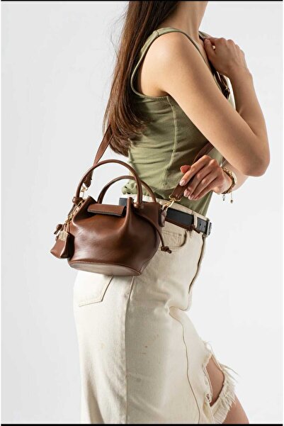 ÖZÜM ÇANTA Lima Model Women's Hand and Shoulder Crossbody Bag Brown
