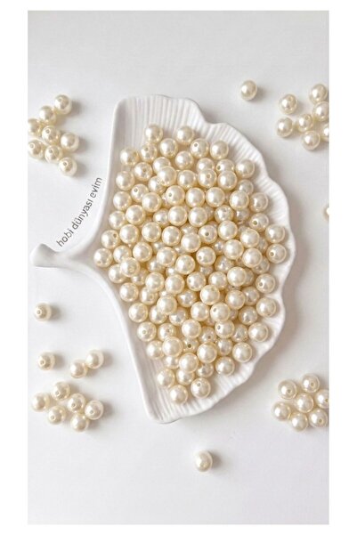 hobi dünyası evim 12 mm Cream Pearl Luxury Perforated Jewelry Accessory Makin...