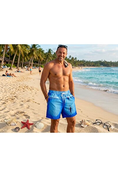 İLBESSPORT Fish Patterned Men's Swim Shorts