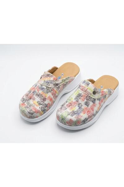 BLUMSABOTERLİK Patterned Genuine Leather Women's Orthopedic and Anatomical St...