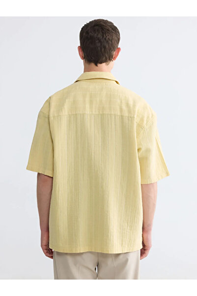 LC Waikiki Yellow Standard Fit Striped Men's Shirt