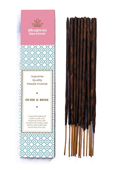 Bhagwan Incense Oudh și Trandafir - bețișoare de tămâie artizanale premium, r...