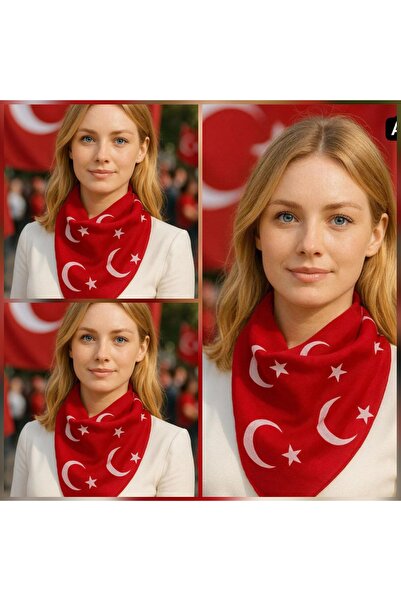İSTANBULSTYLEMODA 3 bucăți steaguri turcești cu stea și lună roșie, din bumba...