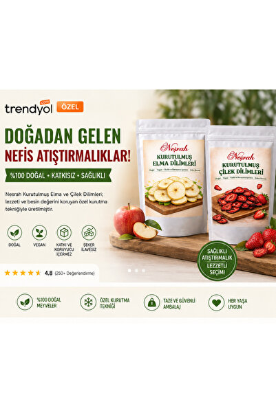 NEŞRAH Kurutulmuş Karışık Meyve Dilimleri - 70 gram 2x35gr (Çilek, Elma)