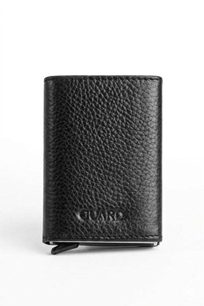 GUARD Black Leather Mechanism 10 Card Capacity Magnetic Mini Wallet Ii Grd260...
