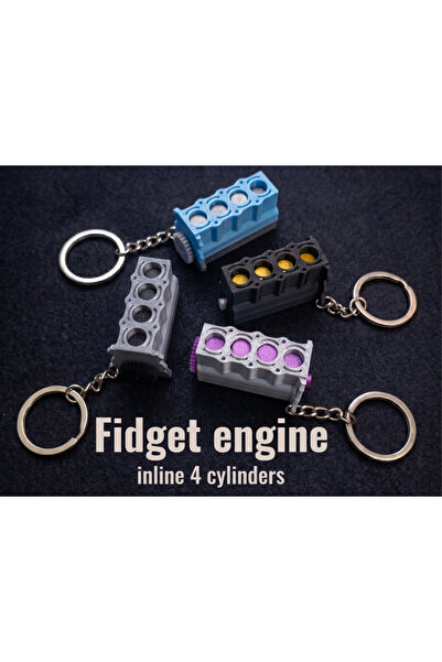 Mays3Dstudio 3D Baskı Motor Blok Anahtarlık Hareketli Fidget Oyuncak Inline 4...