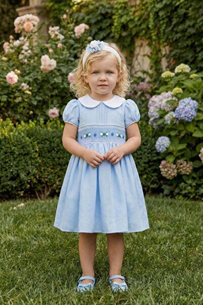 Alesayi_kids العيسائي للاطفال| فستان تركي مع ربطة رأس من 6 الى 24 شهر