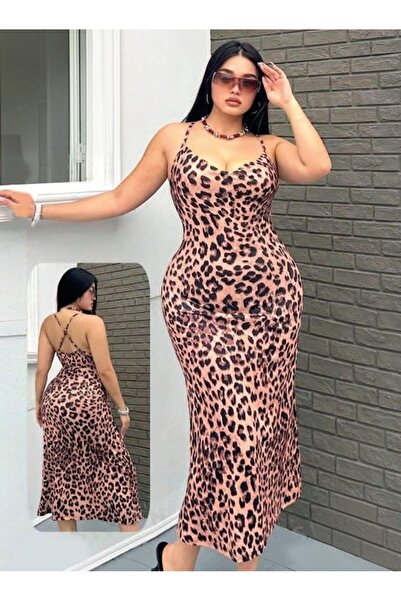 RAHAF TİCARET Φόρεμα με λουράκι με λεοπάρ