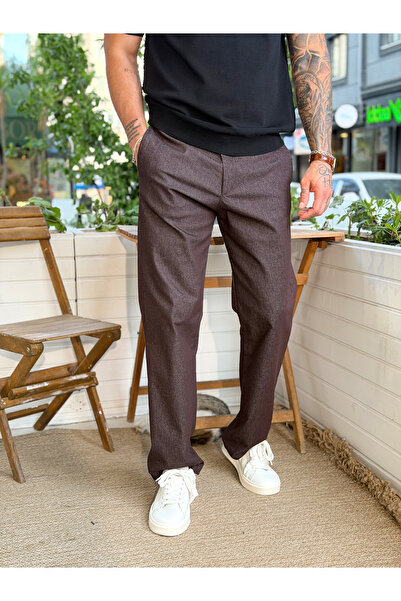 manch collection Denim Look Regular Fit Trousers Brown