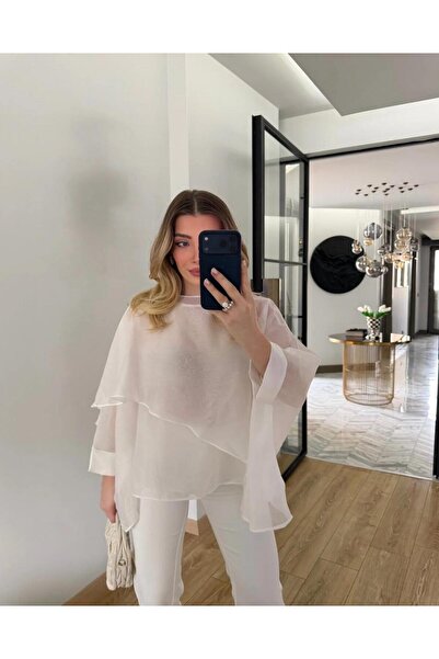 MODALİÇE Uçuşan Pelerin Bluz-5026