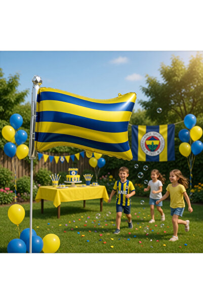 DODOMAR Fener Fb Yellow Navy Blue Flag Foil Balloon 71X50 cm Fan Party Decora...