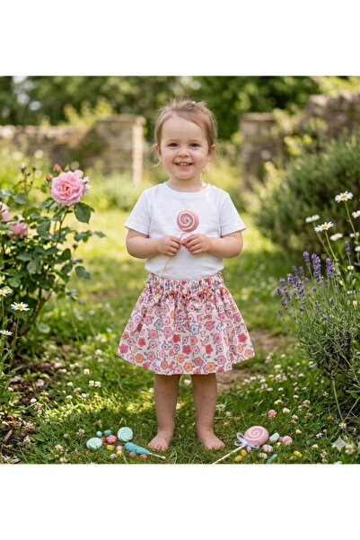 miccolatte for you tiny heart Baby and Girls' Patterned Poplin Skirt with Ela...
