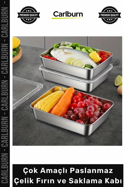 Carlburn # Storage Container 304 Quality Leak-Proof Multi-Purpose Stainless S...