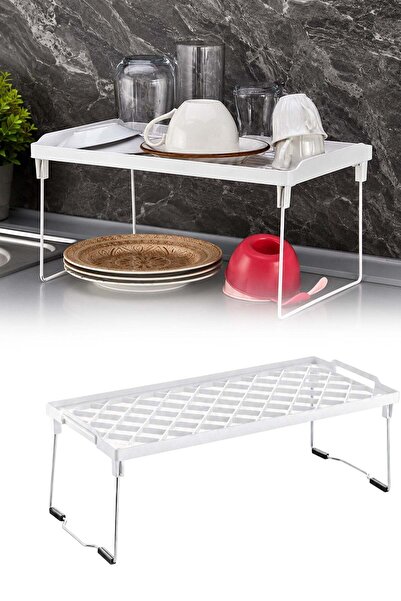 omilife Foldable Rectangular Metal Stand Kitchen Shelf Countertop Plate Cup O...