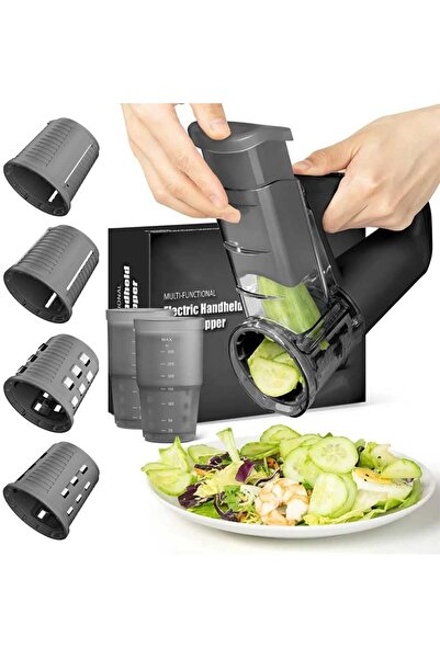 Generic Portable Cordless Electric Vegetable Slicer, 4 Interchangeable Blades...