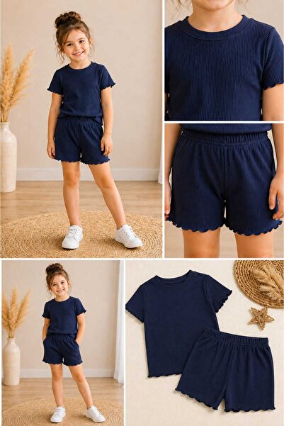 cınartarzbutik Kız Çocuk Şort Tişört Günlük Rahat Alt Üst 2 li Takım 2-8 yaş