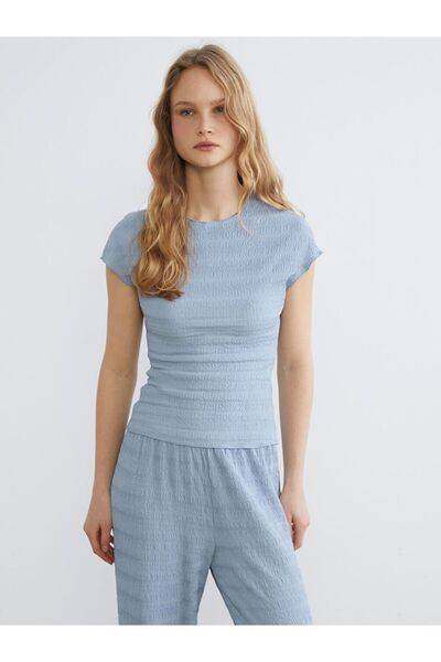 LC Waikiki Crew Neck Textured Blouse