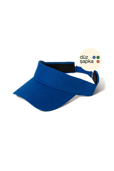 düz şapka studio Flat Hat |   Blue Visor Hat - Tennis Cap - Minimalist, No Logo and No Text