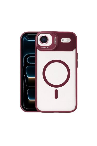 OEM Joko Apple iPhone 17 Air Remim Lens Cover with Magsafe Stand - Claret Red