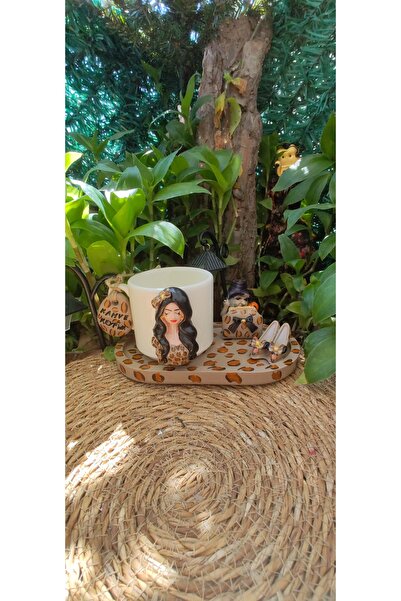 RivelCandle Leopard Mug Set Stone Powder Production (for 1 Person)