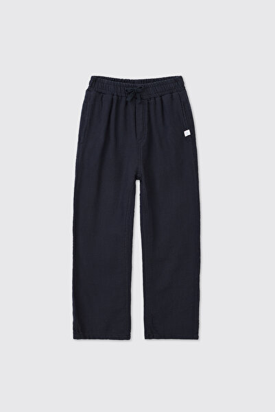 Panço Boy's Navy Blue Elastic Waist Trousers
