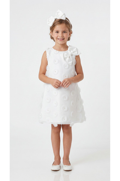 Mışıl Kids Girl's Dress with Pearls and Crown