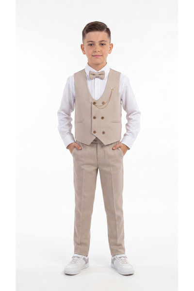 Mışıl Kids Set pentru băieți cu vestă, papion și lanț cu 6 nasturi