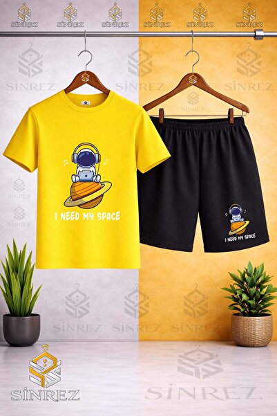 SİNREZ Tricou imprimat cu guler rotund ASTRONAUT SPACE PLANET ON THE HILL - S...