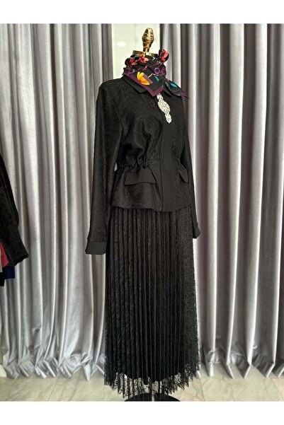 Modario Hale Lior Lace-Up Skirt Suit - Black - 1