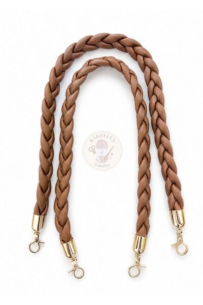 Kardelux 58 cm Hair Knitted Bag Handle Strap Faux Leather Bag Handle with Met...