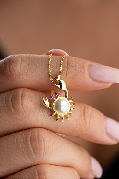 Silvano Jewelry 925 Ayar Gümüş Altın Kaplama Yengeç Kolye