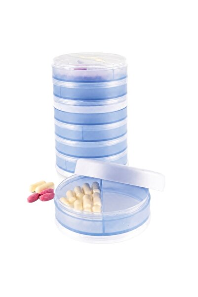 PUFO Set de 7 cutii cu 2 compartimente fiecare, pentru pastile, vitamine, sup...