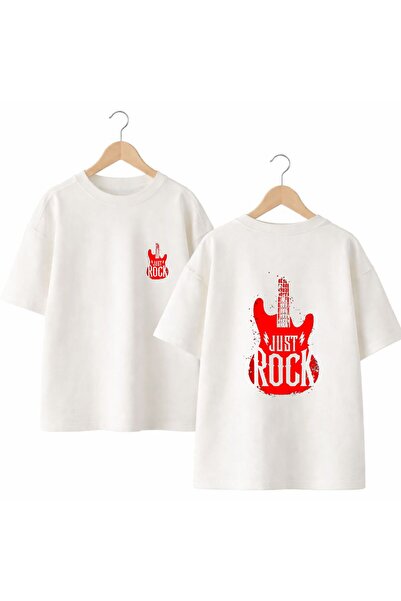 playwear Just Rocks Back and Front Chest Printed 100% Cotton Oversize Loose R...