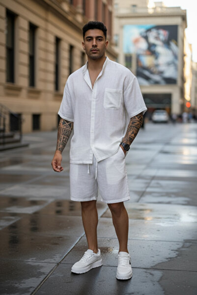 dehaine Summer set for men, shirt + shorts, men's tracksuit 004