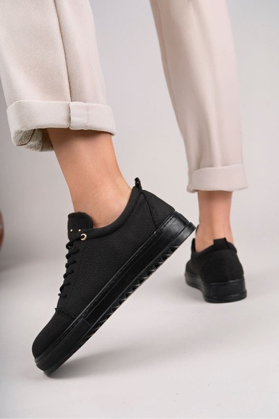 SALWO Aslw152 Cool Lace-Up Linen Men's Casual Sports Classic Shoes Kst - Black