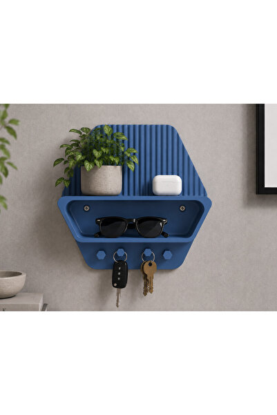 Raflı Duvar Anahtarlık Askısı Modern Antre Organizeri 3D Baskı