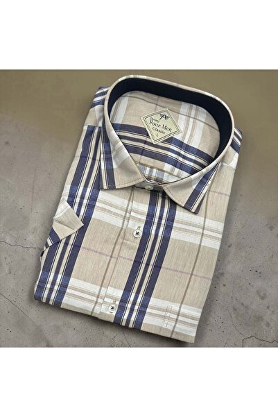 EREN STYLE Linen Classic 100% Cotton Short Sleeve Anti-Sweat Shirt