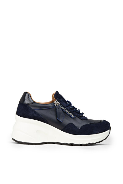 Deery Women's Genuine Suede Navy Blue Wedge Heel Sneaker