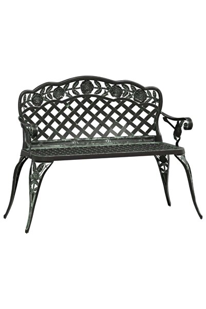 vidaxl Bancă de grădină, verde, 108 cm, aluminiu turnat
