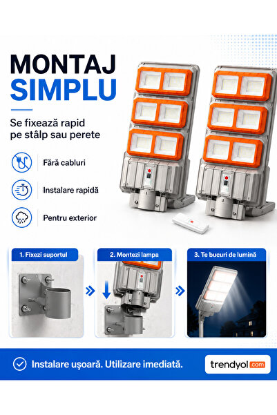 OEM Pachet 2x Lampi Solare Stradale PREMIUM LED 3000W (RO-V08)