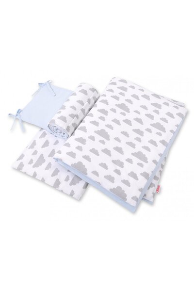 Bobono Lenjerie patut 3 piese cu protectie laterala si doua fete Clouds Gray ...