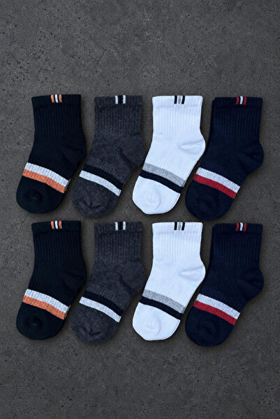 ZENGİN 8-Piece Seamless Sock Set – Soft Children's Socks with Hoops