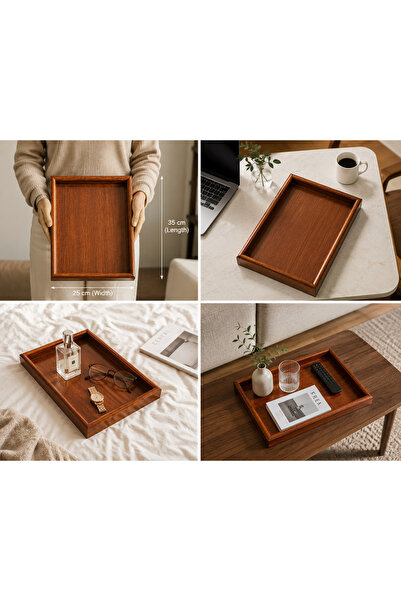 Generic Wooden Serving Tray فطور العيد 25 × 35 صينية تقديم خشبية