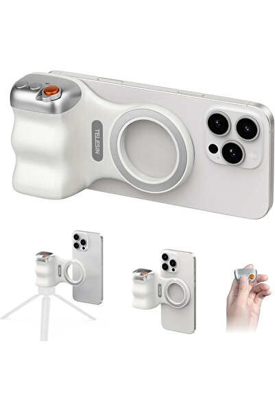 TELESIN Magnetic Phone Camera DSLR Style Shutter Grip foriPhone,Detachable Wi...